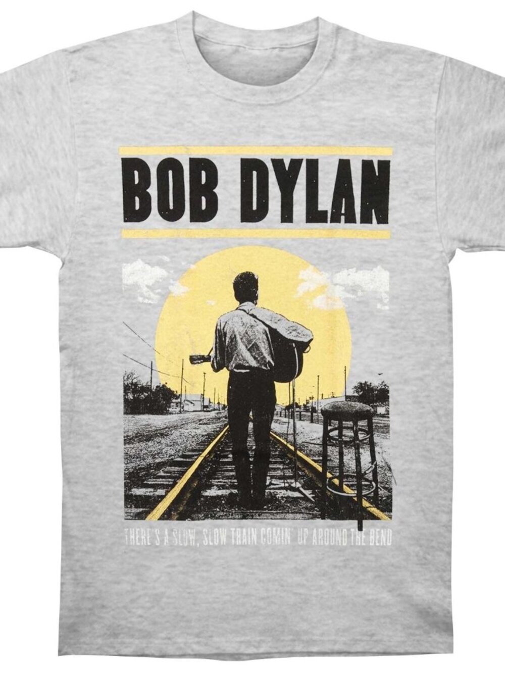 Bob Dylan Slow Train Coming Gray T-shirt Mens Small Classic Rock Tee NEW